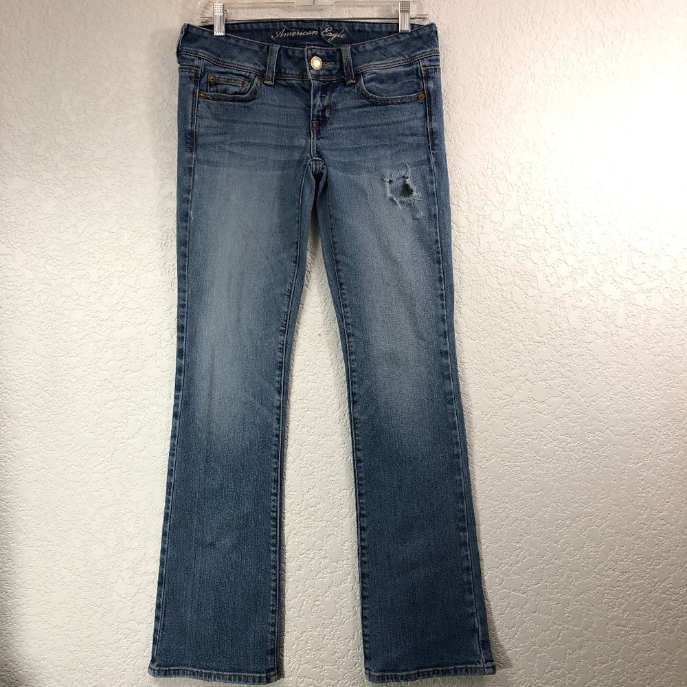 American Eagle Distressed Stretch Slim Bootcut Jeans